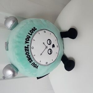 Plush Alarm Clock Stuffed Toy - Mint Green and Silver
